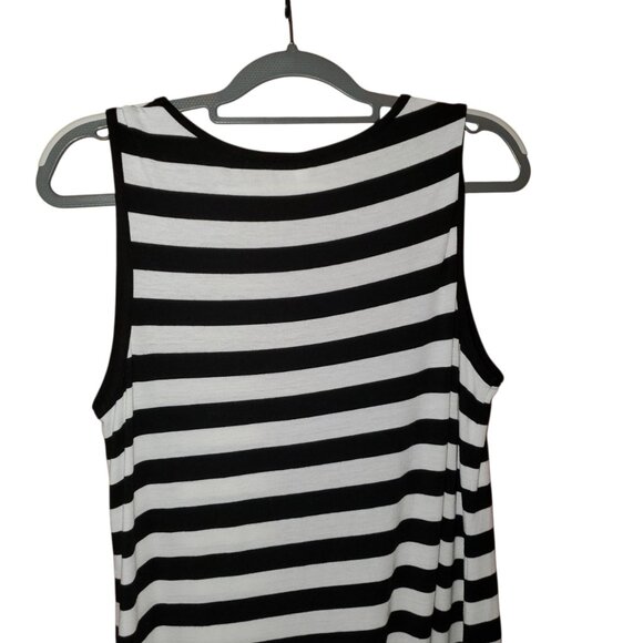 xhilaration Black and White Striped Maxi Sleeveless Dress XL/TG - Picture 4 of 5